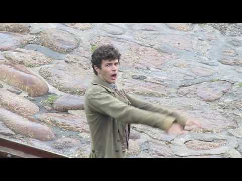 Harry (Drake Carne) on set whilst filming Poldark at Penberth Cove
