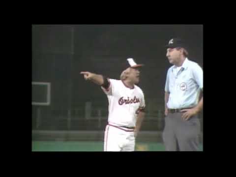 Baltimore Oriole's Earl Weaver argues with Umpire Bill Haller in 1980.