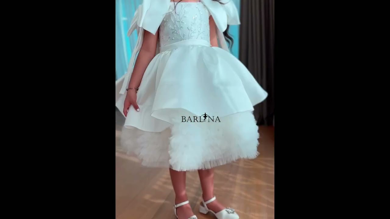 Elegant double layered white girls dress - year 1