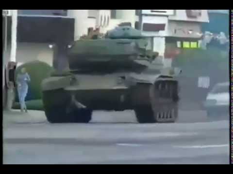 Man steals tank and goes rampage, before shot by cops!!