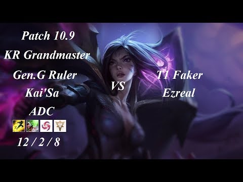 Gen.G Ruler - Kai'Sa vs Ezreal - T1 Faker - KR Grandmaster 558 LP - Patch 10.9