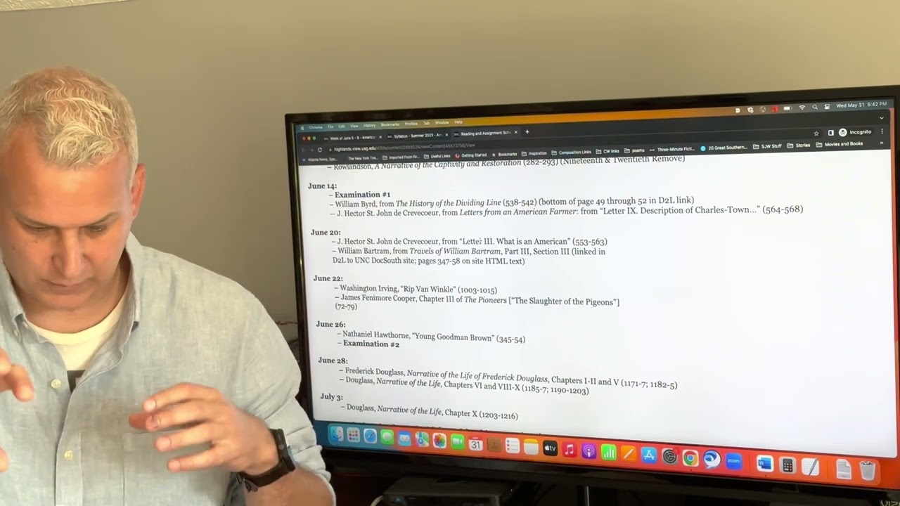 English 2133 — summer 2023 — reading/assignment schedule