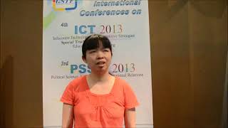 Ms. Jingjing Shen at PSSIR Conference 2013 by GSTF Singapore