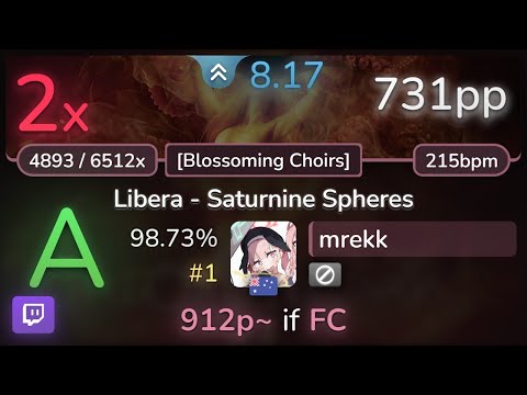 🔴 8.2⭐ mrekk | Ne Obliviscaris - Libera [Blossoming Choirs] 98.73% (#1 731pp 2❌) - osu!