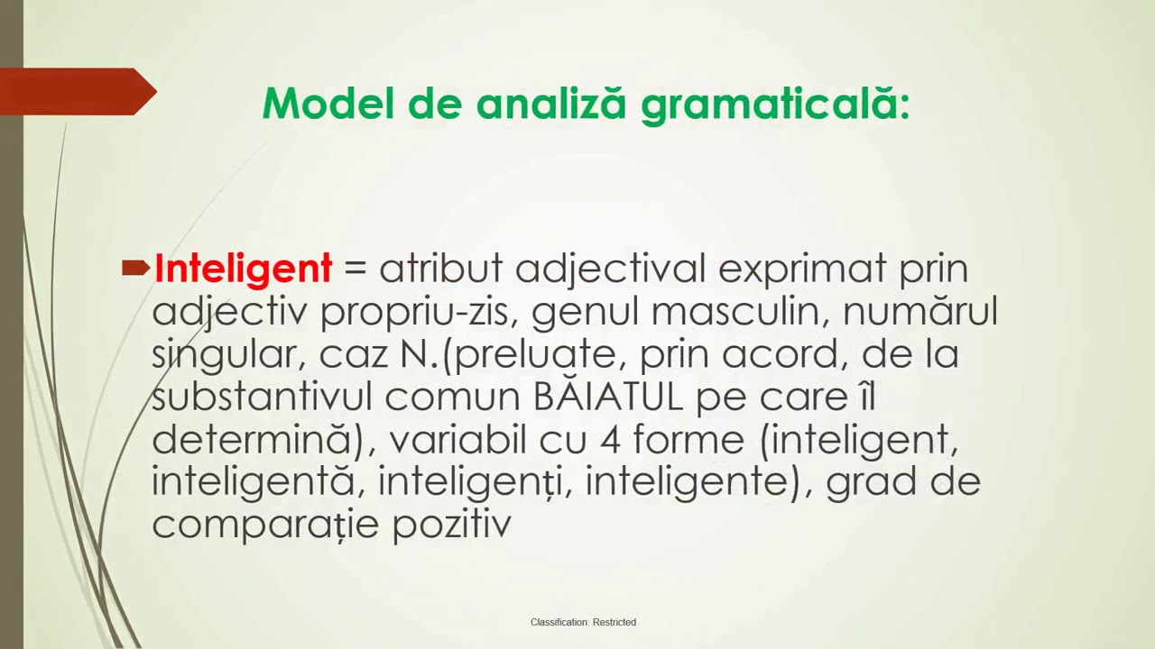 Adjectivul - Analiz? gramatical? pentru clasa a ?asea