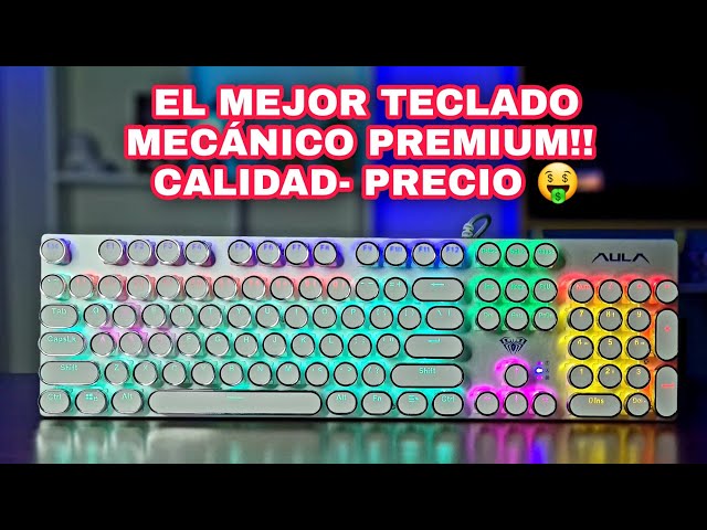 Vídeo relacionado con EIMSOAH Bonito teclado para juegos retro punk con retroiluminación LED blanca, teclado para juegos USB, redondo, 104 teclas, teclado bonito con cable, redondo (rosa)