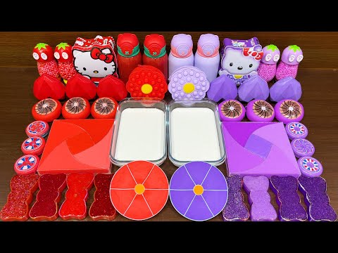 RED vs PURPLE !!!  Mixing Random into GLOSSY Slime !!! Satisfying Slime Video #142