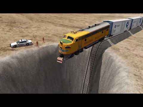 Trains vs Giant Pit - BeamNG Drive | Reversed