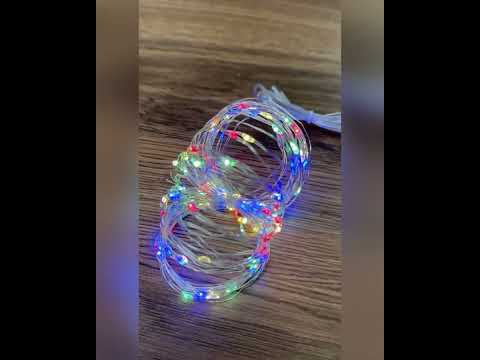 LED гирлянда новогодняя 100LED 10м Разноцветная 8 режимов с диммированием 2 в 1 от USB и батареек с пультом ДУ