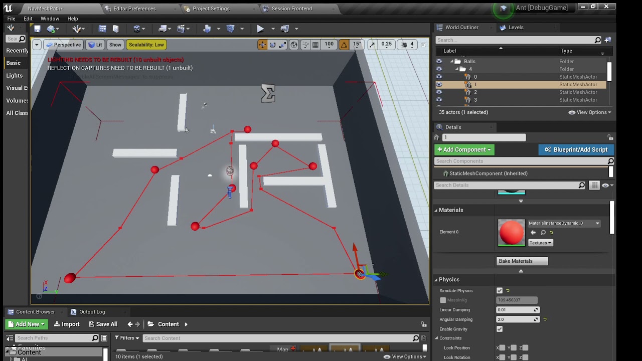 How changing obstacles affects path, calculated using Ant Algorithm