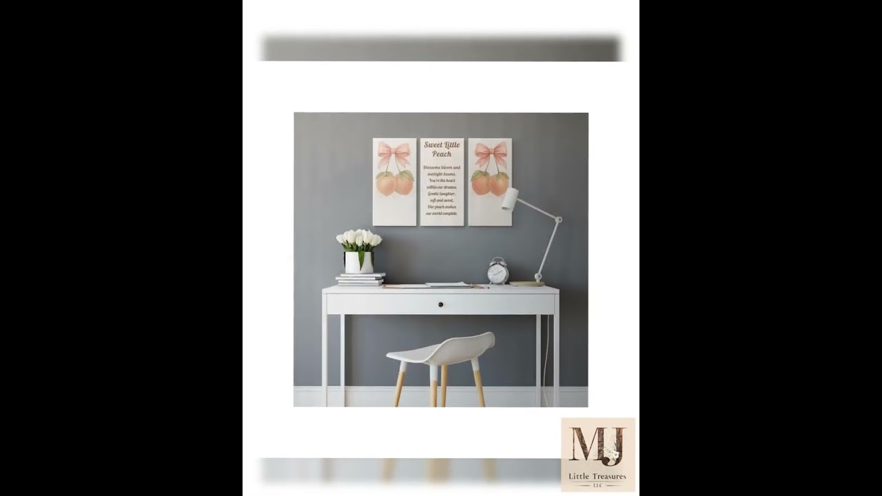 Custom Wall Art Baby Girl Bedroom Decor Peaches Wall Art Nursery Print Pink Design Wall Panel Woo...