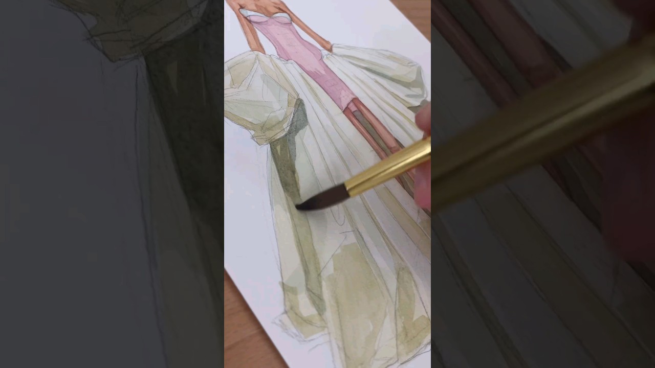 watercolor fashion illustration 💯❤️ #art #drawing #fashionillustration 🎨 #tutorial #reels #short