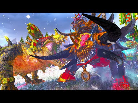 Total War WARHAMMER 3 | NURGLE+Chaos Dwarf VS LIZARDMEN | MEAT-GRINDER | FIRESupport | 4K