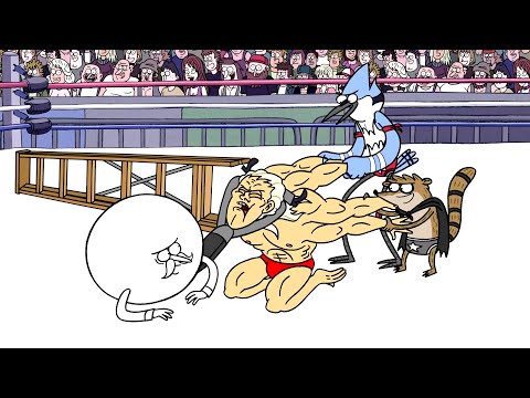 Regular Show - Mordecai, Rigby And Pops VS The Wrestlers In Wrestling