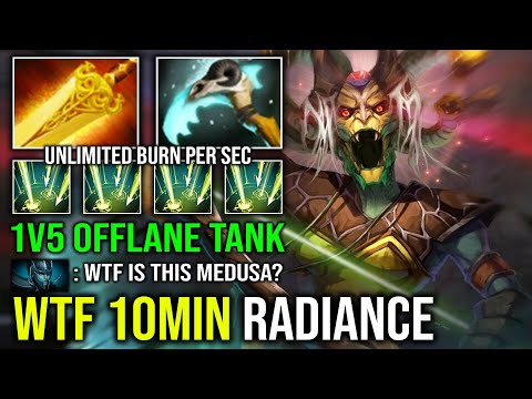 WTF 10MIN RADIANCE 1v5 Offlane Medusa Super Raid Boss Unlimited Burn Multishot Arrow Dota 2