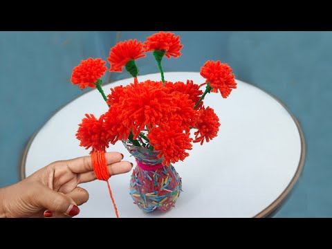 It's so Beautiful 💜Super Easy Flower Craft Ideas with Wool - DIY Amazing Yarn Flowers
