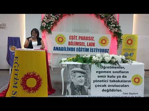 Özgür Kiracı, Eğitim Sen Adana Şubesinin 5 Ekim Dünya Öğretmenler Günü Etkinliğinde Konuştu.