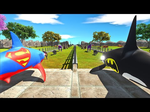 SUPERMAN SHARK vs BATMAN ORCA - Who is faster and stronger? - Animal Revolt Battle Simulator ARBS