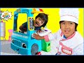 Ryan's Food Truck Play kitchen serving Pretend Play FOOD with 1hr kids video!!!