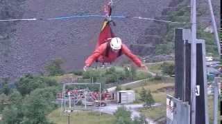 Zip Wire at Zip World, Penryhn Quarry Behthesa, Snowdonia North Wales