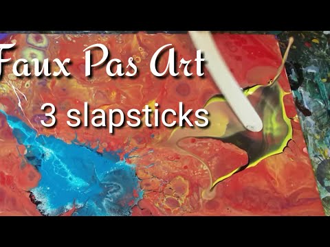Candy Apple Red Green Yellow and Purple flipcup painting with Multiple Slapsticks on 16x20