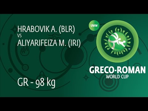 Round 1 GR - 98 kg: M. ALIYARIFEIZA (IRI) df. A. HRABOVIK (BLR), 2-1