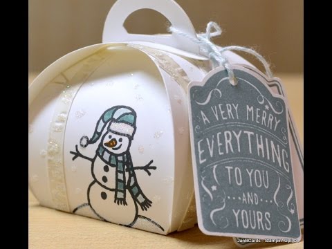 No.102 - Snowman Scene Curvy Keepsake Box - JanB UK Stampin' Up! Demonstrator Independent