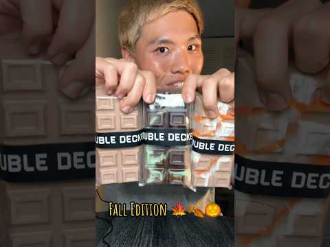 Double Decker Chocolate Bars Fall Edition! 🎃🍂🍁 #mukbang #asmr #shorts