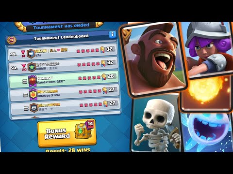 28 Wins in the Global Tournament w/ 2.6 Hog Cycle - Clash Royale
