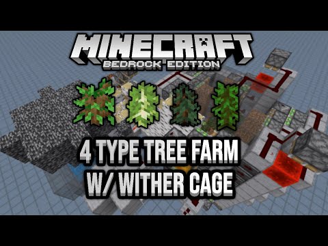 Fast 4 Type Tree Farm With Wither Cage Minecraft Bedrock Tutorial 1.17