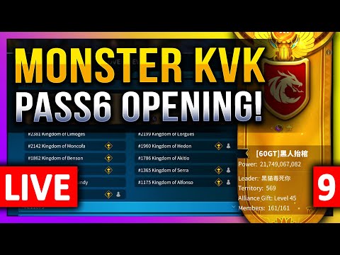Monster KVK:  Pass6 Opening 🔥🔥🔥 LIVE! 🔴 7 IMP: C11676, 1960, 1365, 1534, 1093, 1175