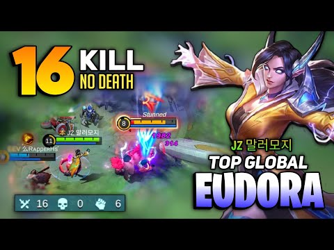 16 KILL 0 DEATH! Eudora Combo Perfect Gameplay [ Top Global Eudora Best Build 2021] By JZ 말러모지- MLBB