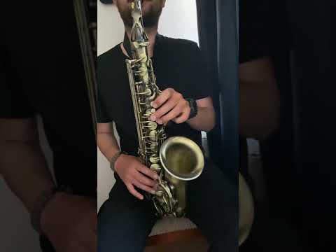Ah İstanbul saksafon yakın çekim. (Batı müziğinde Re karar)