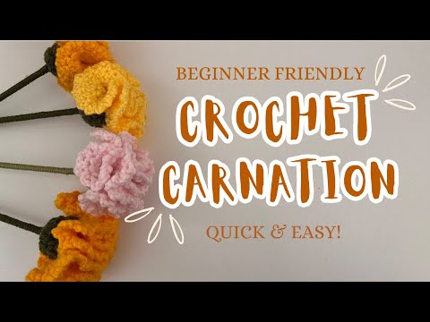 How to crochet a carnation Flower! 🤍 Easy and Beginner Friendly! ⭐️💫