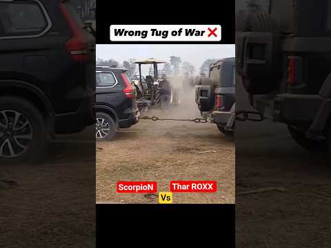 Mahindra Thar (4×4) Outpulls Scorpio N in Epic Tug-of-War #tharroxx #ScorpioN #thartugofwar