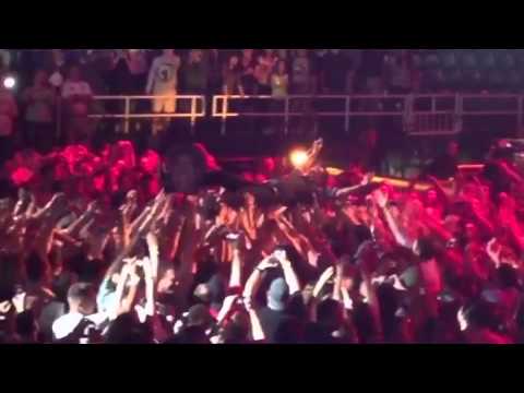 Bruce Springsteen dives into the Mosh Pit during a concert
