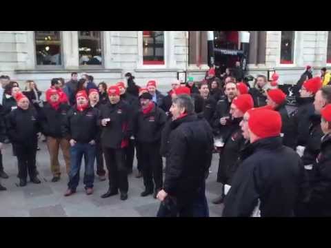 Male voice choir flash mob Wales v England 6 nations 2015