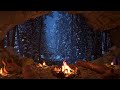 Relax In A Cozy Winter Cave With A Crackling Fire | Fall Asleep Fast | Winter Ambience | 4K | 8Hrs