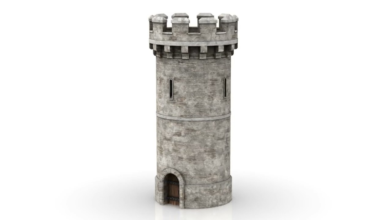 Torre medievale in pietra realistica Modello 3D
