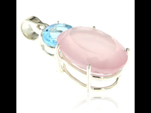 Pandant Argint 925 Cuart roz Topaz Naturale - Frumusete Diafana