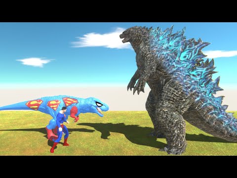 Team Superman and Superman T-Rex vs Godzilla - Animal Revolt Battle Simulator