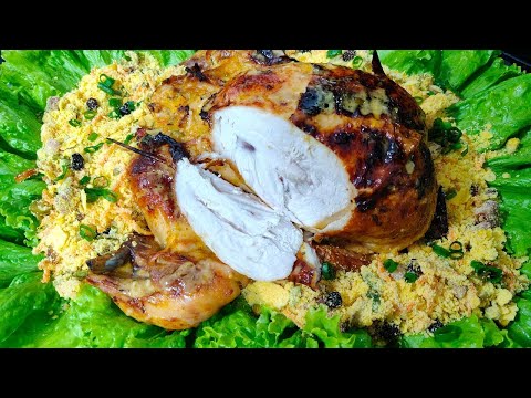 FRANGO INTEIRO ASSADO NO FORNO COM FAROFA