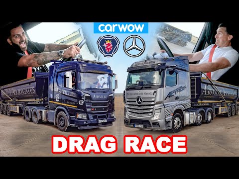 Mercedes Actros vs Scania R500 - DRAG RACE *Truk 44 Ton!*