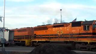 preview picture of video 'Buffalo & Pittsburgh Railroad Brockway, PA Main Street Crossing March 8, 2011'