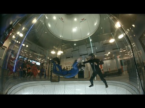 Indoor skydiving: beginning barrel rolls (Nick 017)