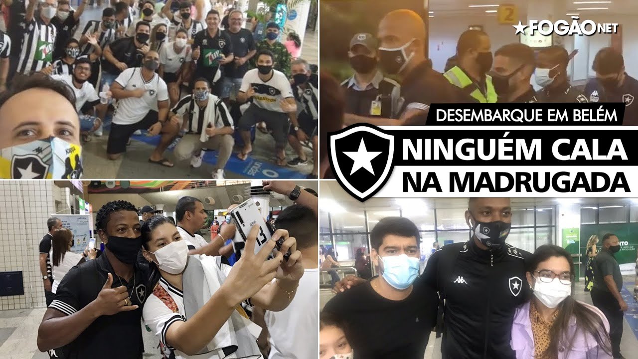 Ninguém cala na madrugada! Torcida do Botafogo faz recepção calorosa para time no aeroporto de Belém ✈️🔥