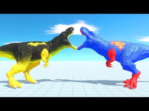 DINOSAURUS T-REX VANG vs SUPERMAN T-REX DEATH RUN - Animal Revolt Battle Simulator ARBS