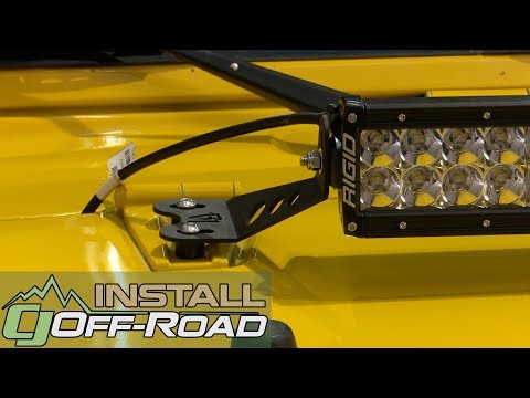 Jeep Wrangler JK Rigid Industries Hood Mount Kit For 20" LED Light Bar 2007-2018 Installation