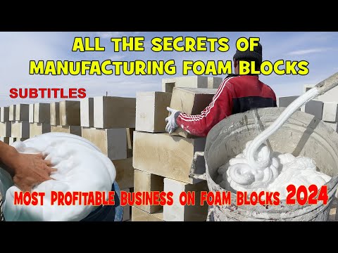 ALL THE SECRETS OF MANUFACTURING FOAM BLOCKS | Amazing process of making foam blocks SUBTITLES