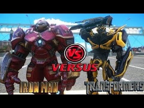 Transformer Autobot BumbleBee VS the Iron man HulkBuster Armor EPIC BATTLE